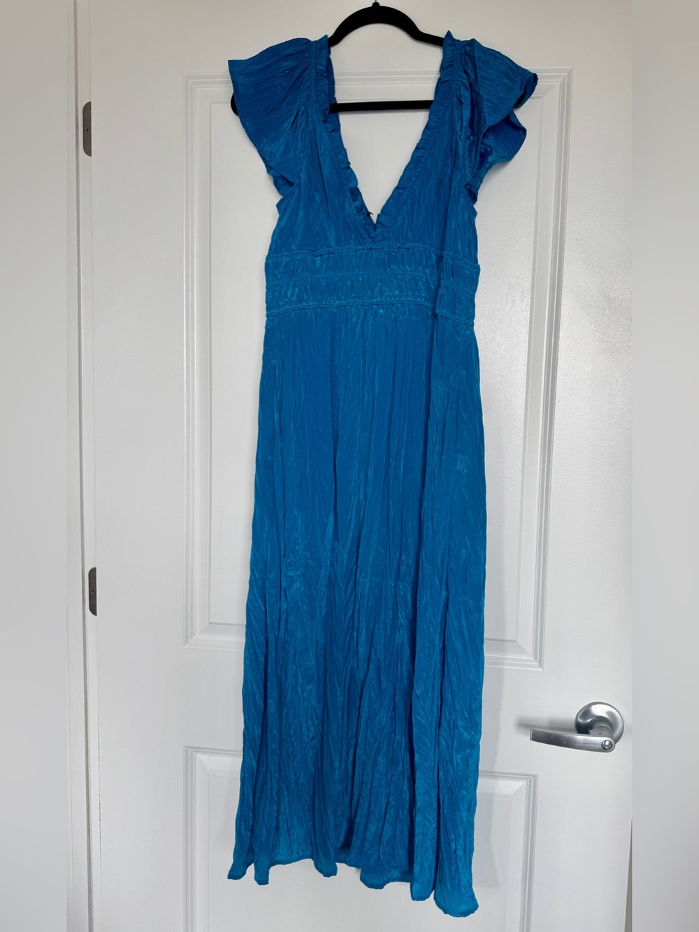 NWT! J. CREW Palermo dress in viscose-blend crinkle Nordic Sea Blue Small CK800 - Picture 9 of 15